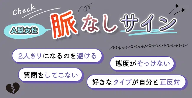 A型女性の嫌いな人への態度は？4つの脈なしサイン